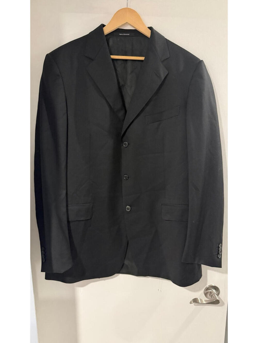 Ermenegildo Zegna Blazer Mens 42L EU 52 Black Wool Made In Switzerland